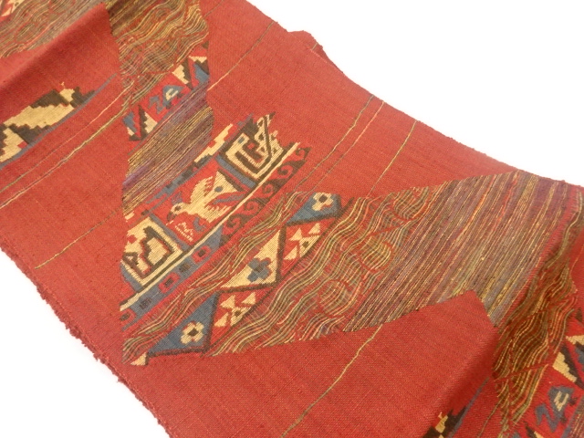 JAPANESE NAGOYA OBI / TSUMUGI / WOVEN GEOMETRIC